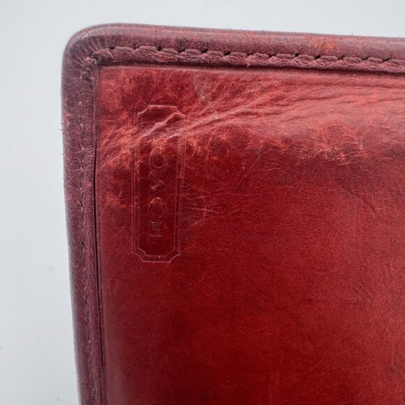 Vintage COACH Red Leather Wallet – 5 Card Slots & Zipper Coin Purse - Picture 4 of 8